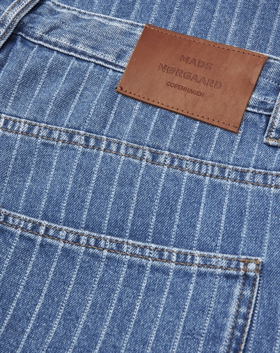 Mads Nørgaard - Striped Denim Hannes Shorts - Light Blue Wash